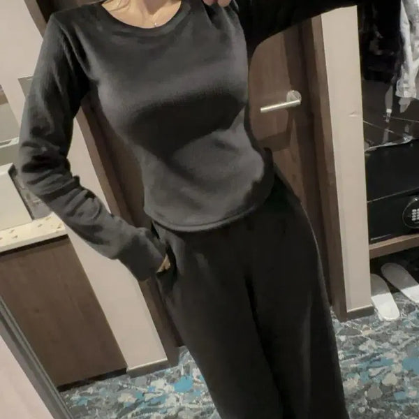 [BUNJANG] Velvet Long Sleeve T-Shirt / 에이블리 나쇼중 벨벳 긴팔 티셔츠 겨울 이너