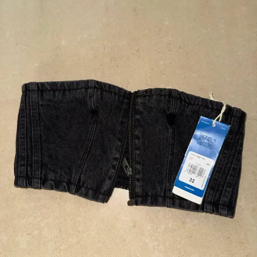 [BUNJANG] Adidas Denim Black Tube Top - Size S / 아디다스 데님 블랙 튜브탑 S