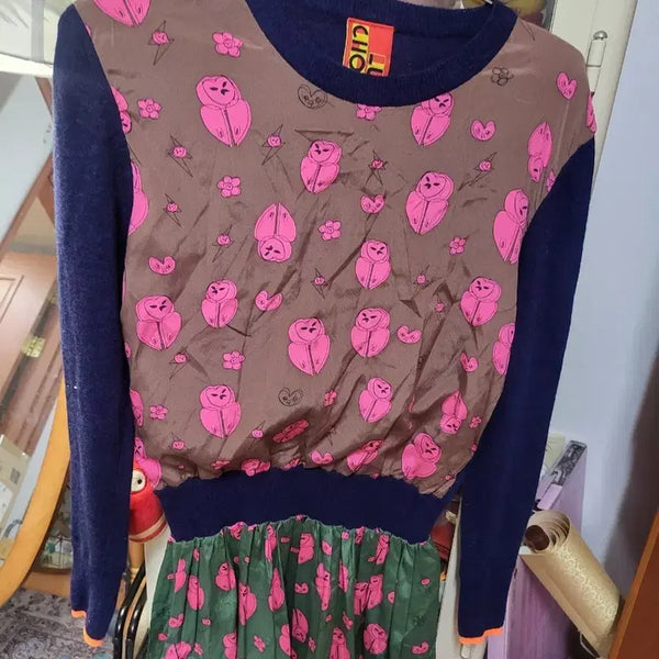 [BUNJANG] Lucky Chouette Owl Pattern Dress / 럭키슈에뜨 부엉이 패턴 원피스