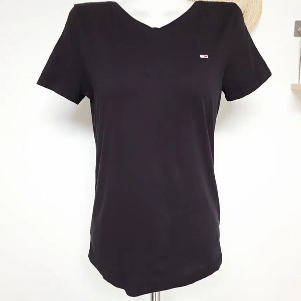 [BUNJANG] Tommy Hilfiger Cotton V-Neck T-Shirt Black L / 타미 상태깨끗 코튼 브이넥 반팔티 블랙 L