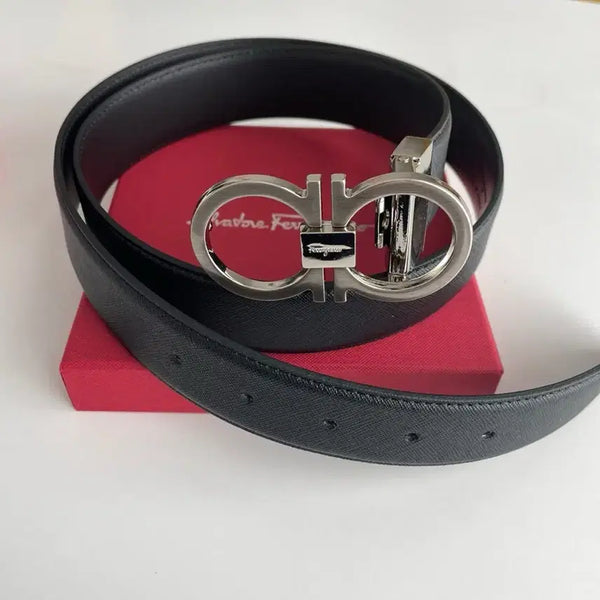 [BUNJANG] Ferragamo Silver Buckle Leather Belt 3.5cm Width / 페레벨트