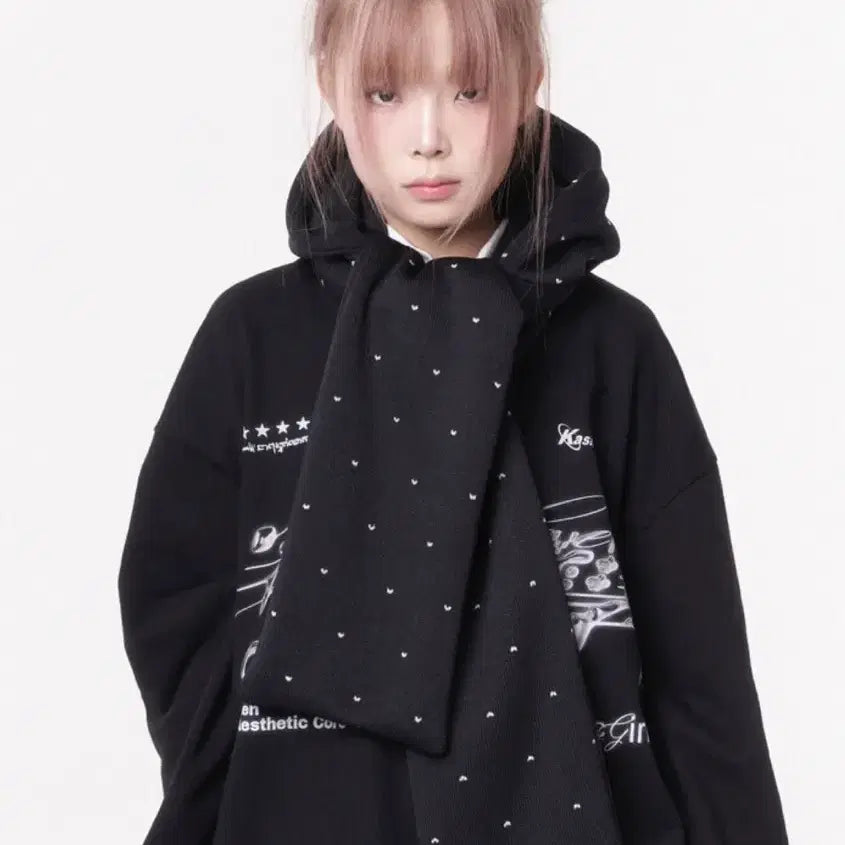 [BUNJANG] Pinky No Maru Mini Heart Reversible Hood Muffler / 핀쿠노마루 Mini heart reversible hood muffler
