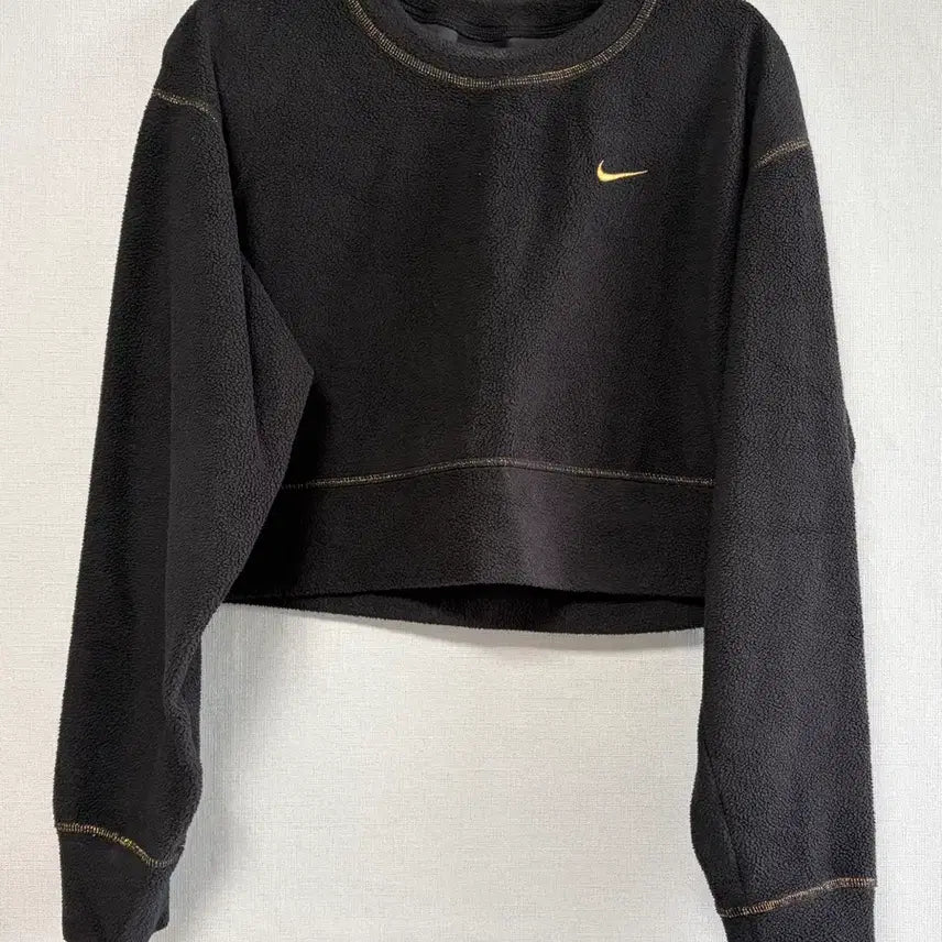 [BUNJANG] Nike Black Crop Fleece Sweatshirt / 나이키 블랙 크롭 플리스 맨투맨