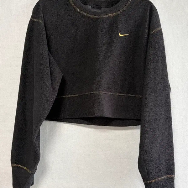 [BUNJANG] Nike Black Crop Fleece Sweatshirt / 나이키 블랙 크롭 플리스 맨투맨