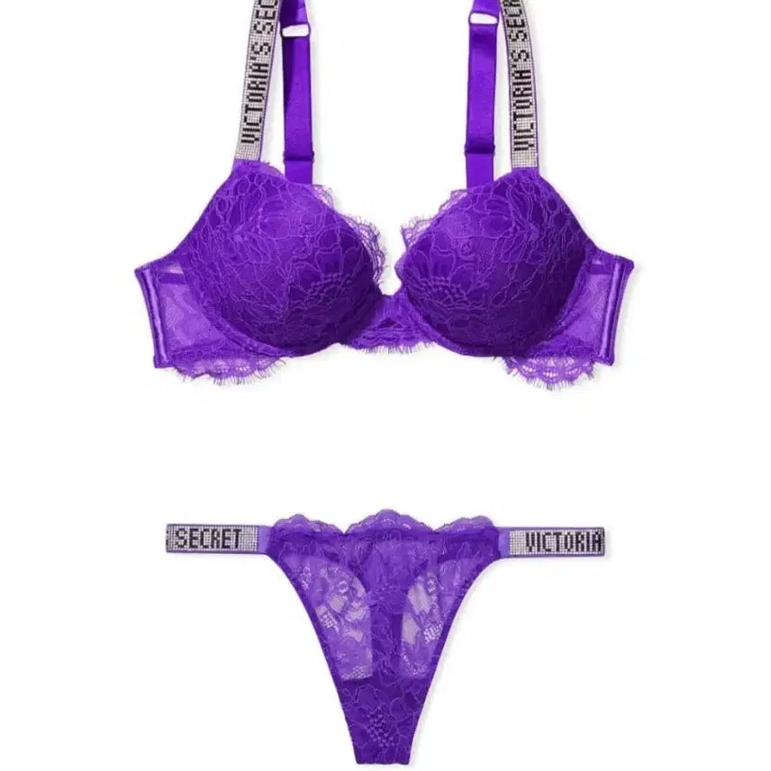 [BUNJANG] Victoria's Secret Very Sexy Shine Strap Push-up Bra & Brazilian Panty Set / 빅토리아 시크릿 Very sexy 샤인스트랩 브라 팬티 세트 34DD/S