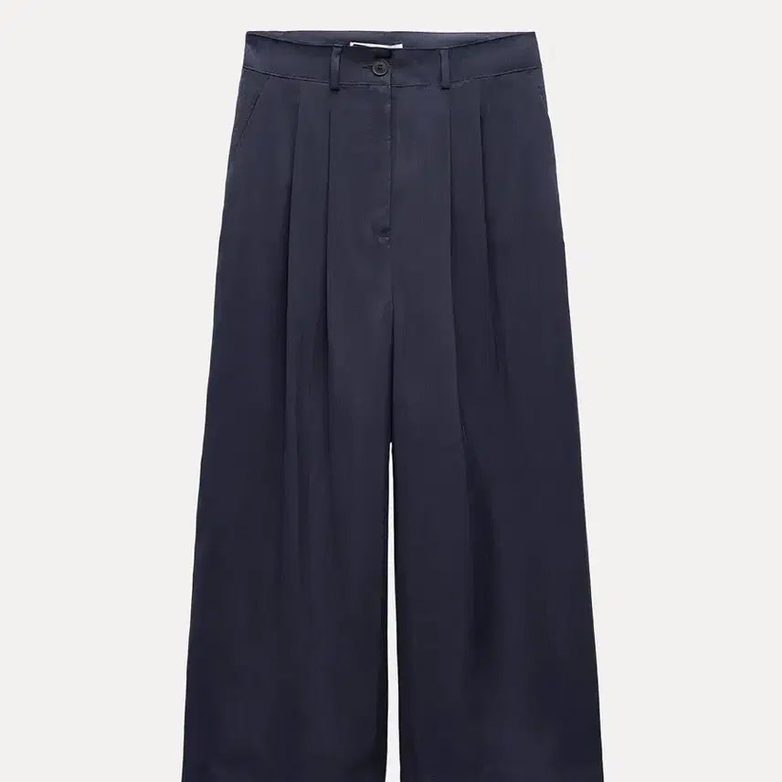 [BUNJANG] Zara Wide Pin-Tuck Trousers Navy XS / (새상품) Zara 와이드 핀턱 트라우저 네이비 xs