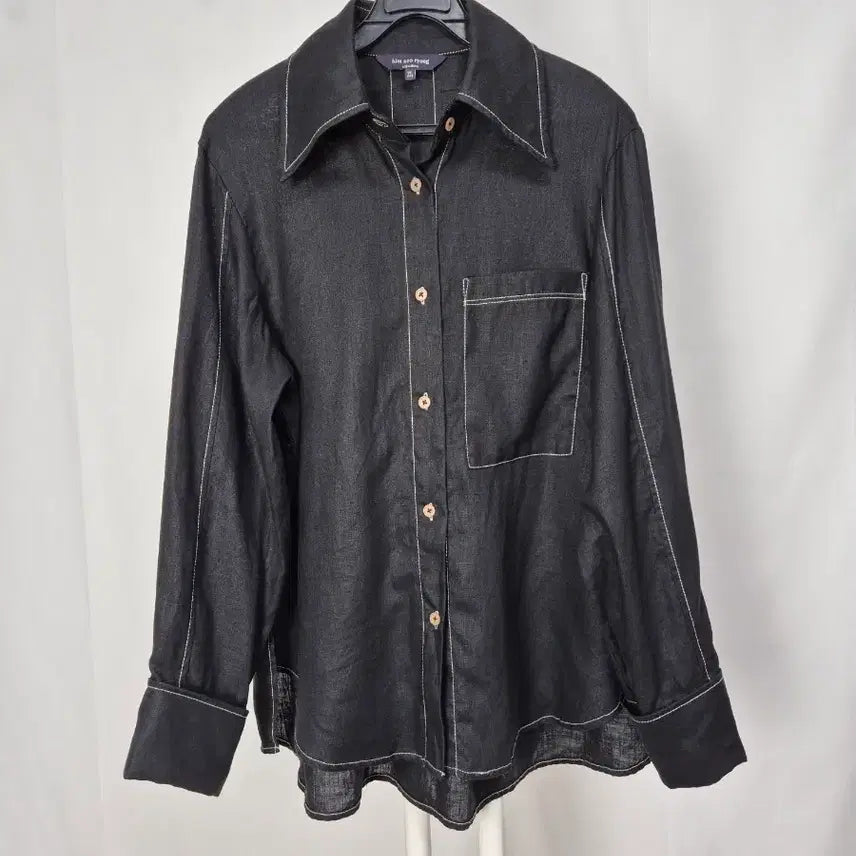 [BUNJANG] Kim Seo Ryong Linen Shirt Blouse Black Size 55 / 김서룡 린넨셔츠 블라우스 블랙 /55