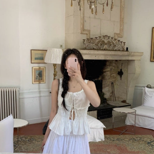 [BUNJANG] Leeds Marie Ribbon Smocked Blouse / 샵리즈 더위시 leeds 마리 리본 스모크 블라우스