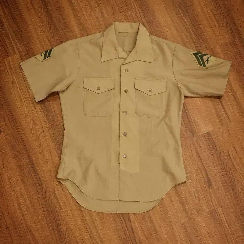 [BUNJANG] 1989 U.S. Army Original Khaki Officer Field Shirt / 80s 오리지널 밀리터리 카키 오피서 셔츠 판매