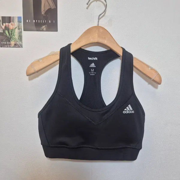 [BUNJANG] Adidas Techfit Sports Bra Black M / 아디다스 테크핏 스포츠 브라 M 사이즈 블랙 색상