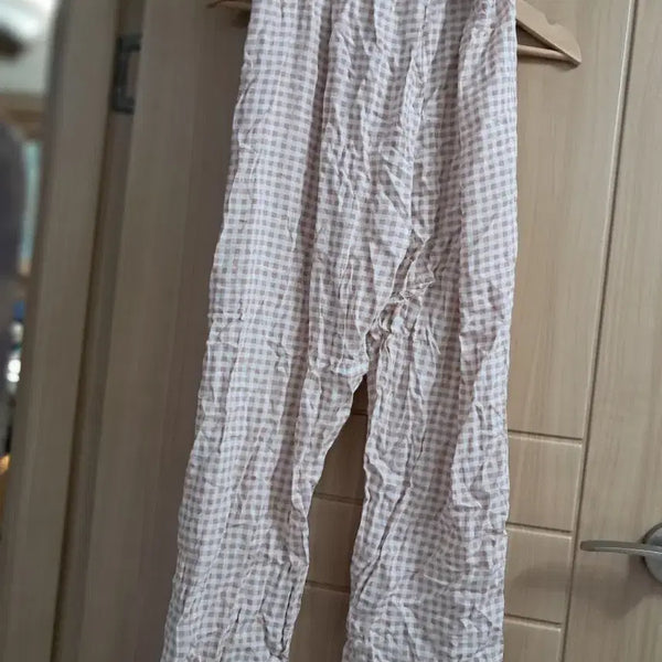 [BUNJANG] Checkered Pajama Pants Beige / 체크무늬 파자마바지 베이지