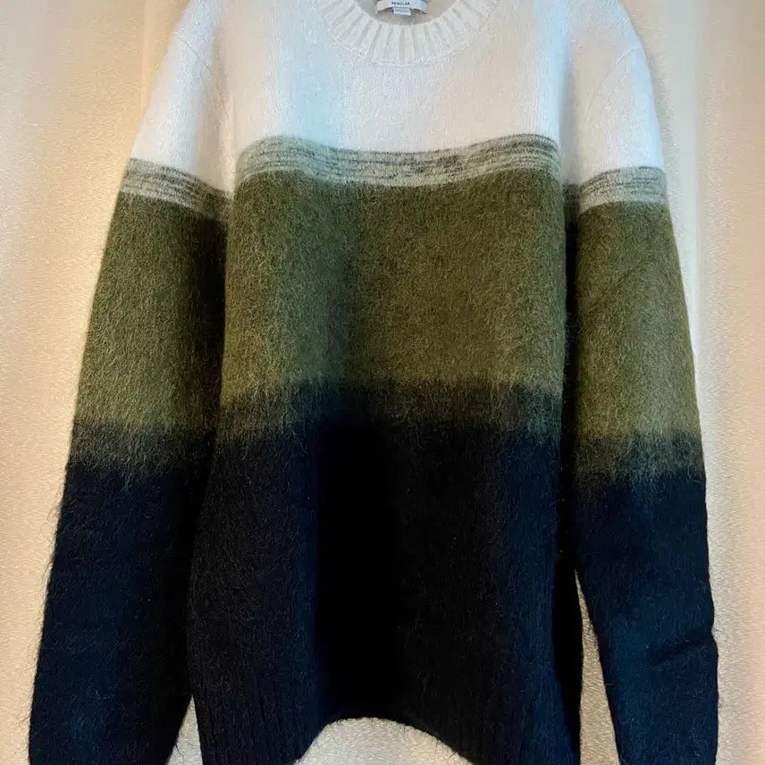 [BUNJANG] COS Mohair Color Block Stripe Knit Khaki / [100-105,M]COS 코그 모헤어 컬러블록 스트라이프 니트 카키