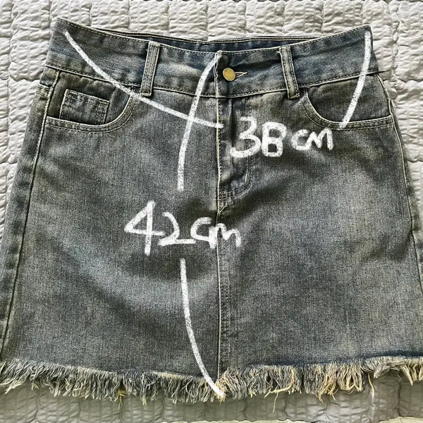 [BUNJANG] Blue Cutout Denim Skirt with Inner Shorts / 연 청색 데님 컷팅 빈티지 스커트 감성 에스닉 여성 속바지 있음