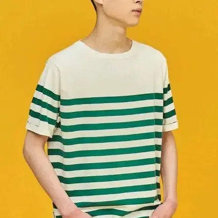[BUNJANG] Beanpole Green Marine Stripe Knit L (105) / 빈폴 그린 마린 스트라이프 니트
