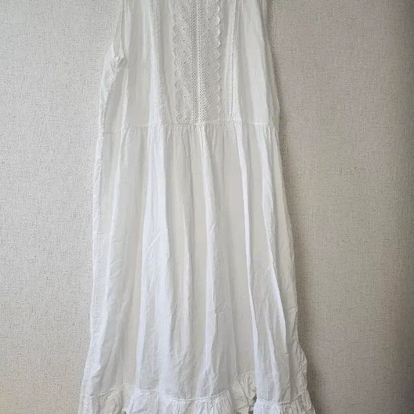 [BUNJANG] Cotton Frill Long Dress / 순면  프릴 롱 원피스