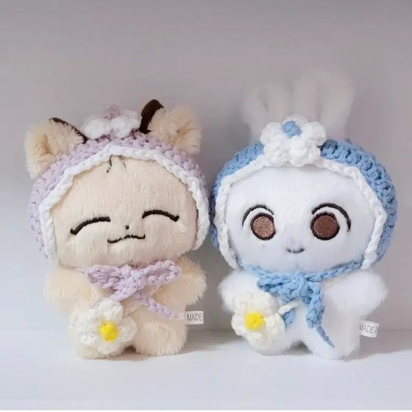 [BUNJANG] 10cm Doll Clothes Set (Pink) - Ear Muffs & Daisy Bag / [연핑크/10cm 인형옷]귀도리 가방 일괄세트 뜨개인형옷 누이옷