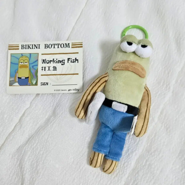 [BUNJANG] Pop Mart SpongeBob Bikini Bottom - Working Fish Keychain / 팝마트 일하는 물고기 - 스폰지밥 비키니 시티 엉뚱한 친구들 인형 키링