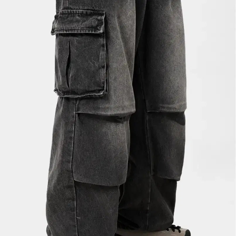 [BUNJANG] DIMITRI BLACK One-Tuck Essential Parachute Cargo Pants Grey / (새상품) 디미트리블랙 원턱 에센셜 PARACHUTE 카고팬츠 그레이