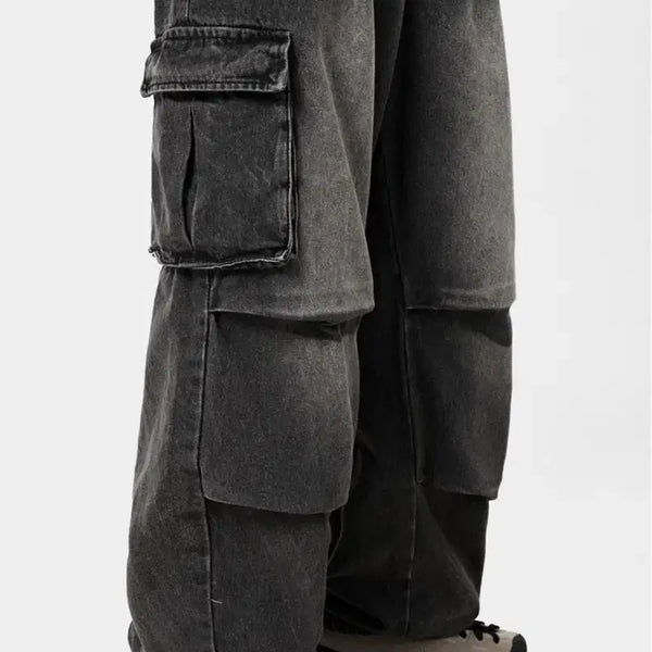 [BUNJANG] DIMITRI BLACK One-Tuck Essential Parachute Cargo Pants Grey / (새상품) 디미트리블랙 원턱 에센셜 PARACHUTE 카고팬츠 그레이