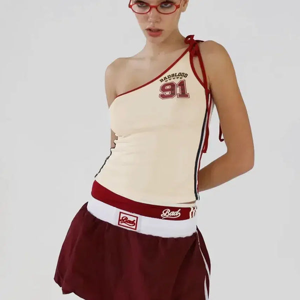 [BUNJANG] Bad Blood Cindee One Shoulder Tank Top Cream S / 배드블러드) 신디 원숄더 탱크 나시