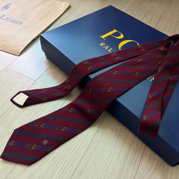 [BUNJANG] Celine Deep Burgundy Diagonal Pattern Silk Tie (Width 8cm) / 셀린느 딥버건디컬러 사선패턴 넥타이 대검폭8 1회착 새것수준