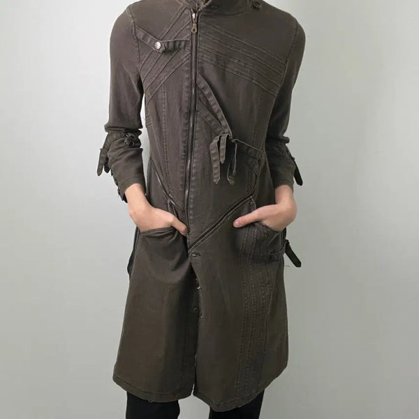 [BUNJANG] Ozz On Gothic Oriental Belted Asymmetrical Long Jacket / Ozz on 오즈온 고딕 오리엔탈 벨티드 비대칭 롱 자켓