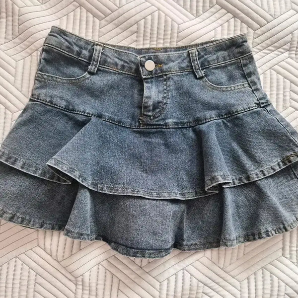[BUNJANG] Denim Frill Skirt / 데님 주름 스커트