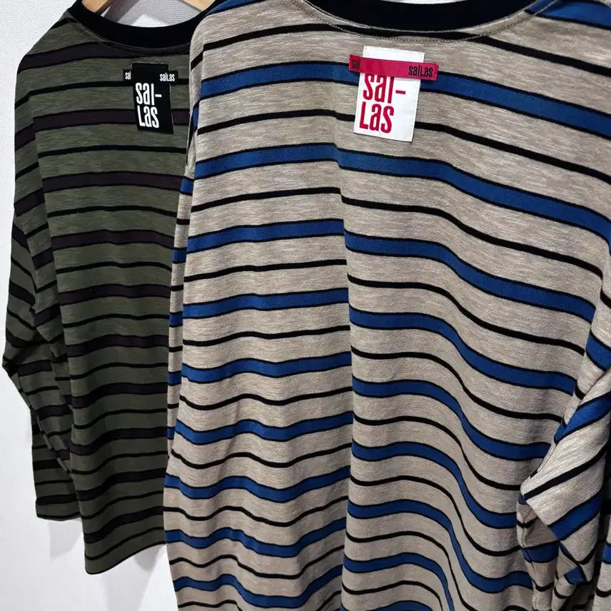 [BUNJANG] SAILAS Striped T-Shirt (Beige, Khaki) - L Size Bundle / [L/2장일괄] 사일라스, L02 스트라이프 티셔츠
