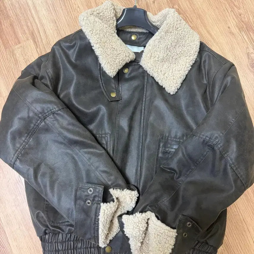 [BUNJANG] Brown Leather Mustang Jacket / 브라운 가죽 무스탕 자켓