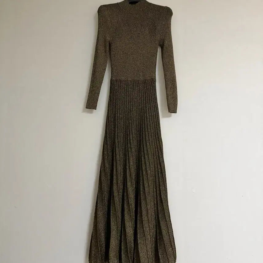 [BUNJANG] Sandro Metallic Pleated Dress / 산드로 메탈릭 플리츠 원피스