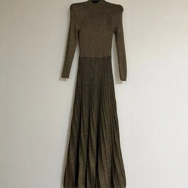 [BUNJANG] Sandro Metallic Pleated Dress / 산드로 메탈릭 플리츠 원피스