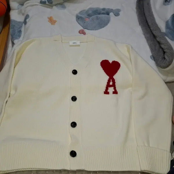 [BUNJANG] AMI Ami Heart Logo Cardigan Ivory L / [L] 아미 하트 로고 가디건 아이보리