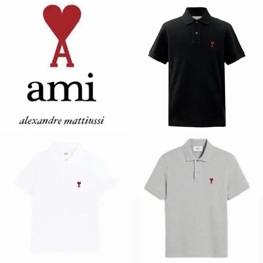 [BUNJANG] AMI Paris Small Heart Logo PK Short Sleeve T-Shirt / 정품/새상품) AMI 아미 스몰 하트 로고 PK 카라 반팔 티셔츠