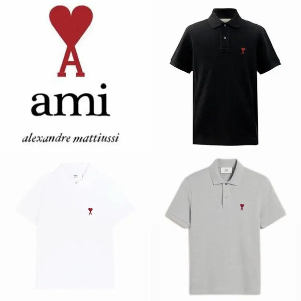 [BUNJANG] AMI Paris Small Heart Logo PK Short Sleeve T-Shirt / 정품/새상품) AMI 아미 스몰 하트 로고 PK 카라 반팔 티셔츠