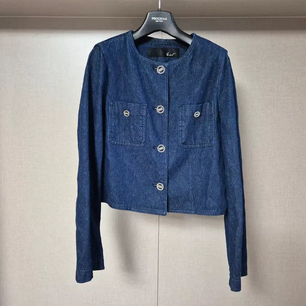 [BUNJANG] G-Cut Diamond Denim Collarless Jacket / 55)지컷 다이아 데님 노카라 자켓