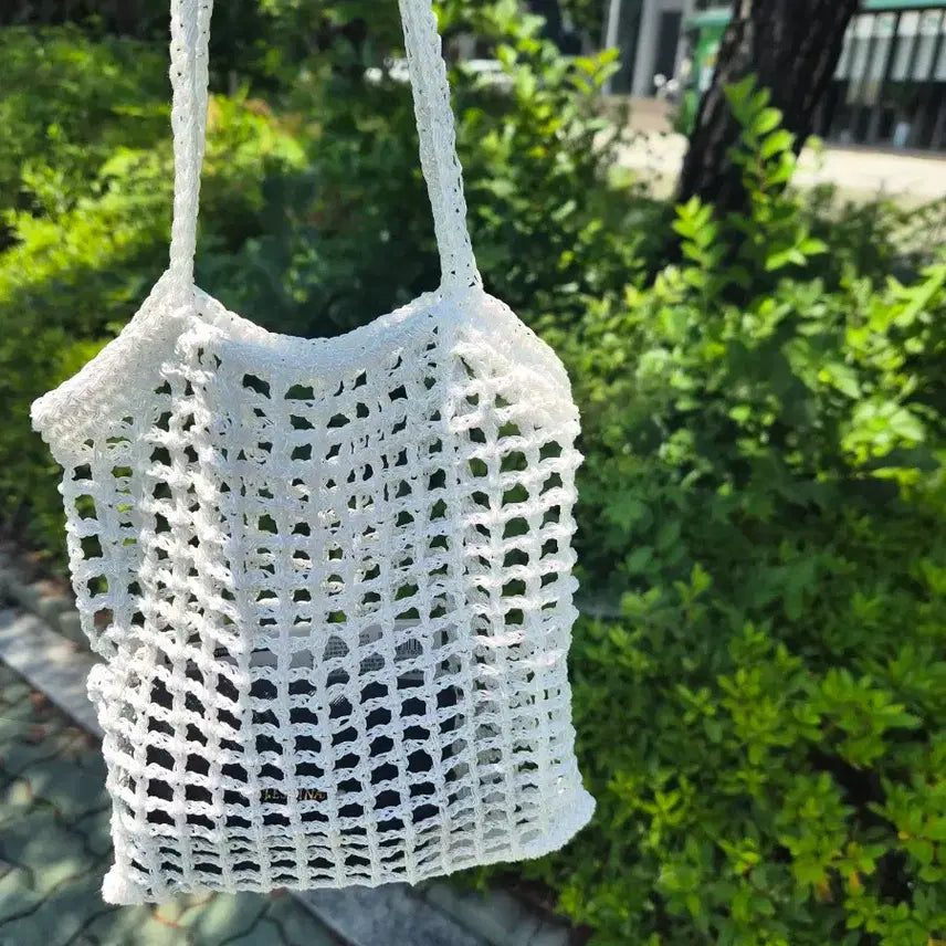 [BUNJANG] Handmade Aurora Metal Yarn Net Bag / 핸드메이드)오로라 메탈실 네트백