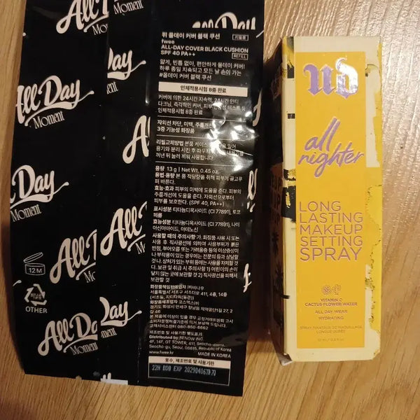 [BUNJANG] Ffy All Day Cover Black Cushion (Refill, Shade 22) with Free Urban Decay All Nighter Setting Spray (15ml) / 새제품)퓌 올데이 커버블랙쿠션22호 어반디케이픽서 15미리무료드립니다