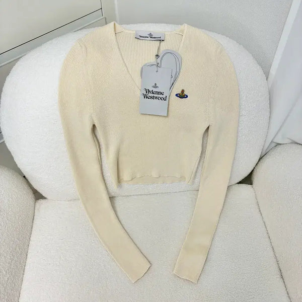 [BUNJANG] Vivienne Westwood Bea Cropped Knit Ivory / 비비안웨스트우드 베아 크롭 니트 아이보리