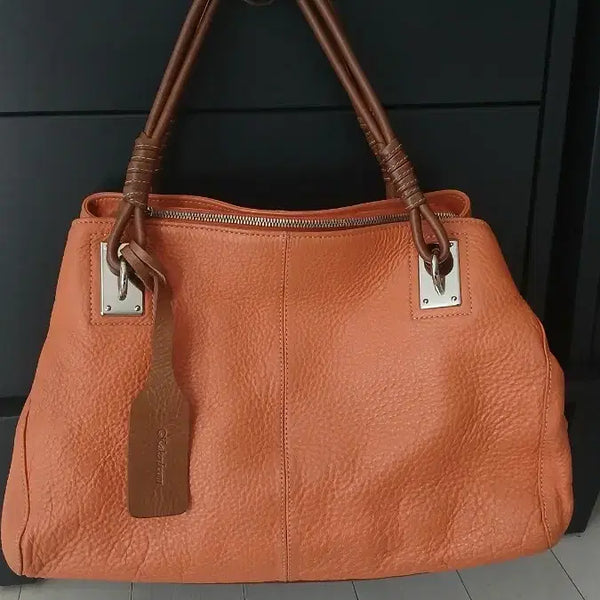[BUNJANG] Orange Leather Tote Bag / 오렌지색 가죽 토트백