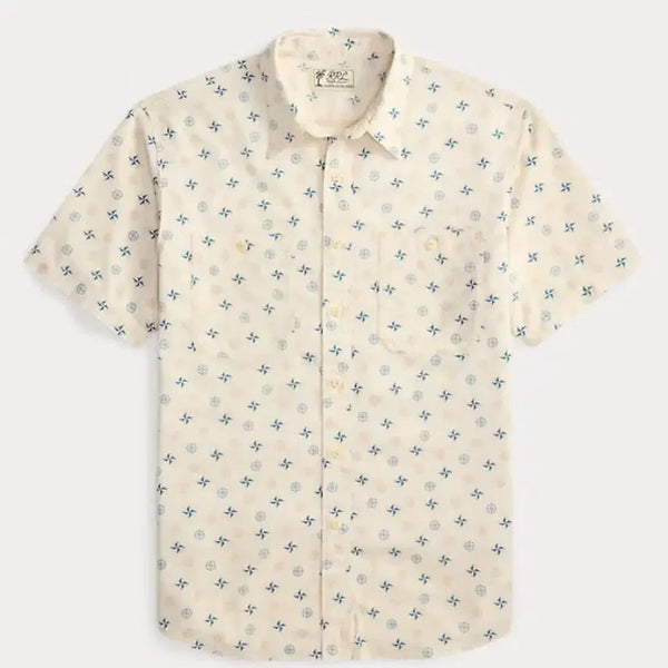 [BUNJANG] RRL Nautical Print Linen Cotton Workshirt M / RRL 더블알엘 노티컬 프린트 리넨 코튼 워크셔츠 M