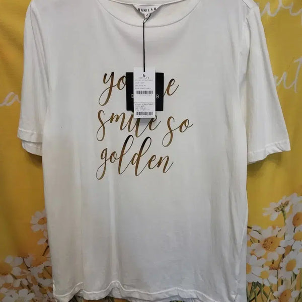 [BUNJANG] Vanilla B Gold Lettering T-Shirt / 미사용/바닐라비 반팔 티셔츠 골드 레터링55