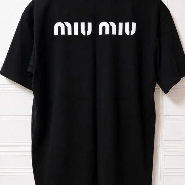 [BUNJANG] Miu Miu Logo Short Sleeve T-Shirt Black L / 미우 로고 반팔 티셔츠 블랙 L 100