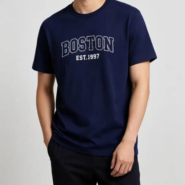 [BUNJANG] BOSS Lettering Short Sleeve T-Shirt Navy XXL / 새상품 네이비 보스반팔 티셔츠