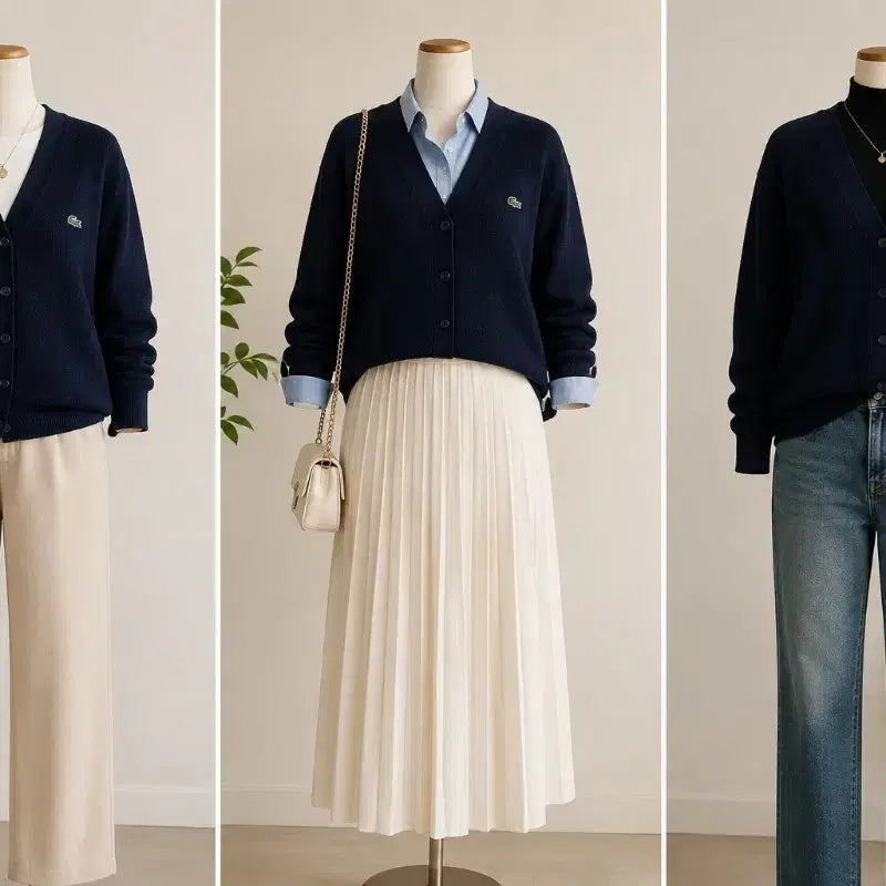 [BUNJANG] Lacoste Navy Wool Cardigan Size 95 / 라코스테 네이비 가디건 95
