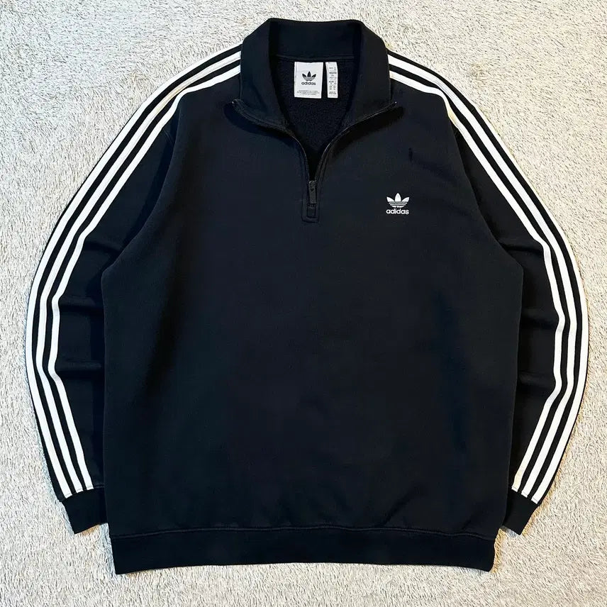 [BUNJANG] Adidas Firebird Half Zip Sweatshirt Black 3XL / [3XL] 아디다스 신형 파이어버드 하프 반집업 맨투맨 블랙