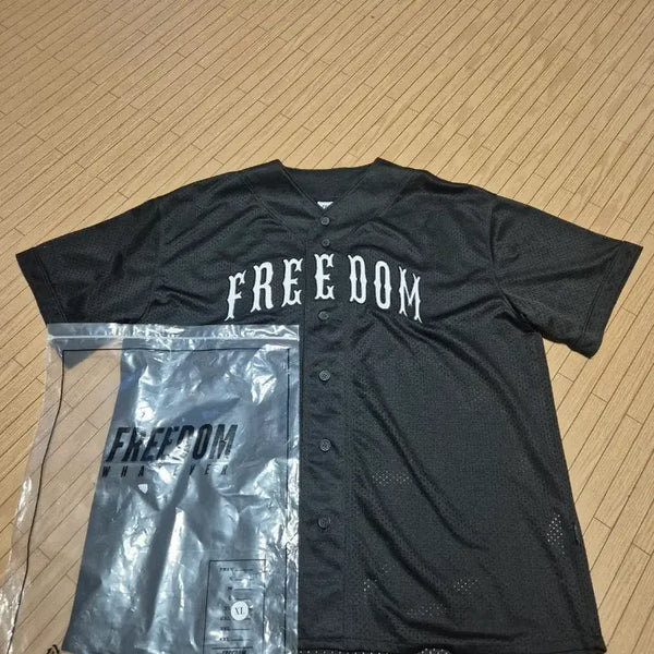[BUNJANG] FREEDOM Baseball Jersey Black XL / FREEDOM 프리덤 베이스볼 블랙 XL 럭비 짐웨어