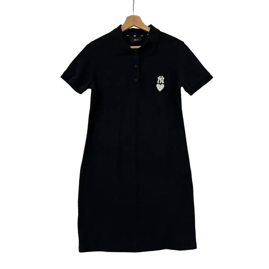 [BUNJANG] MLB Heart Logo Pique Dress Black S / MLB 하트 로고 피케 원피스 블랙 S 정품