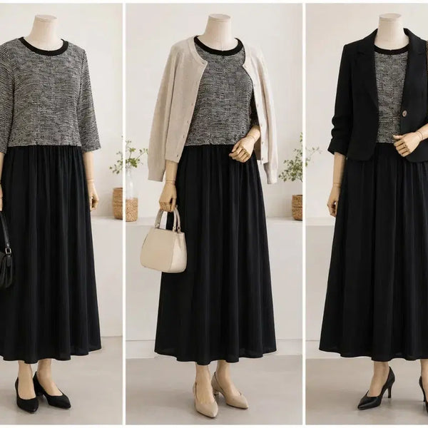 [BUNJANG] Johanex Black Tweed Contrast Dress / Johanex 96 블랙 트위드 배색 원피스