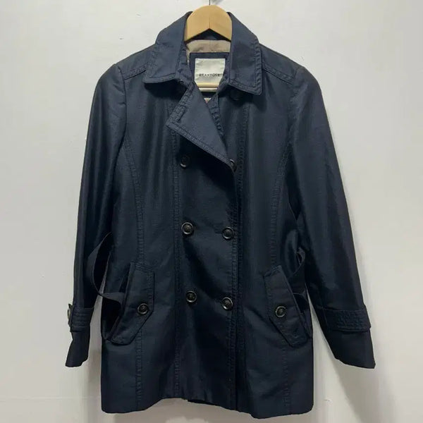 [BUNJANG] Beanpole Women's Double Button Navy Trench Coat Size 95 / 빈폴 여성 더블 버튼 네이비 트렌치 코트 95사이즈