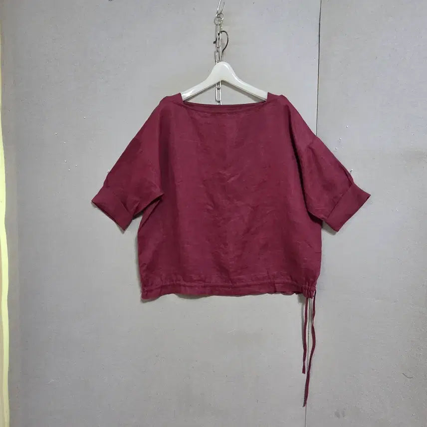 [BUNJANG] Linen Blouse Wine Color Free Size / 시원한 와인색 린넨 블라우스 FF  n6605